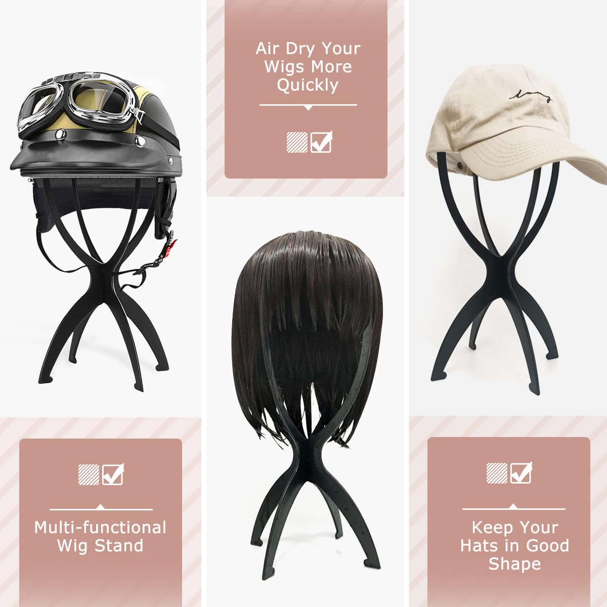 Dreamlover wig stand with short wig displayed on it