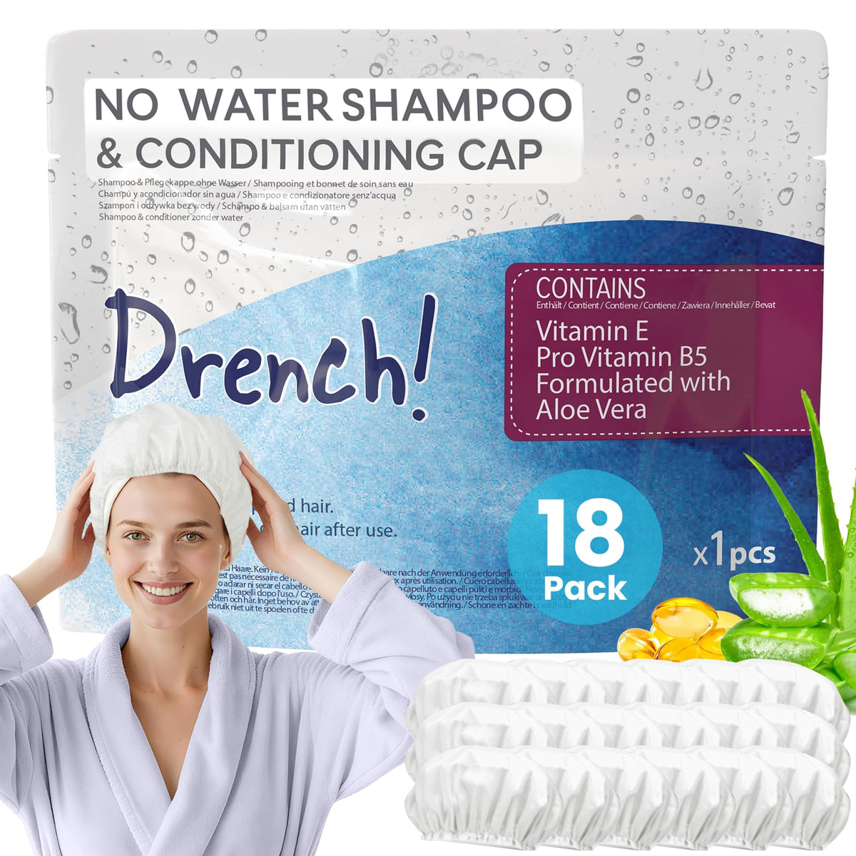 Drench! Medical Waterless Hair Washing Cap front view