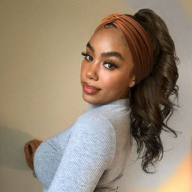 DRESHOW Turban Headband worn by model outdoors