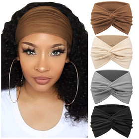 DRESHOW Turban Headbands 4 Pack assorted colours front view