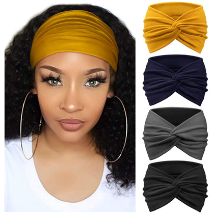 DRESHOW Turban Headbands 4 Pack assorted colours front view