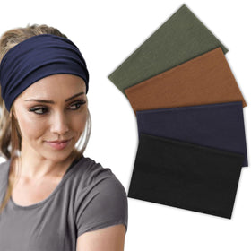 DRESHOW Wide Headbands 4 Pack in assorted colours