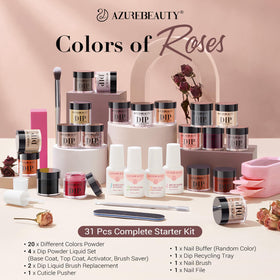 Dried Rose Collection dip powders displayed