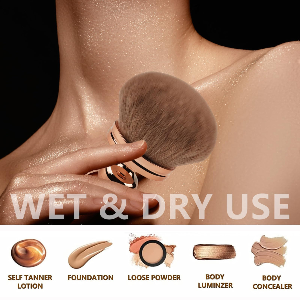 DRIPOO Extra Large Body Makeup Brush being used for self tanning
