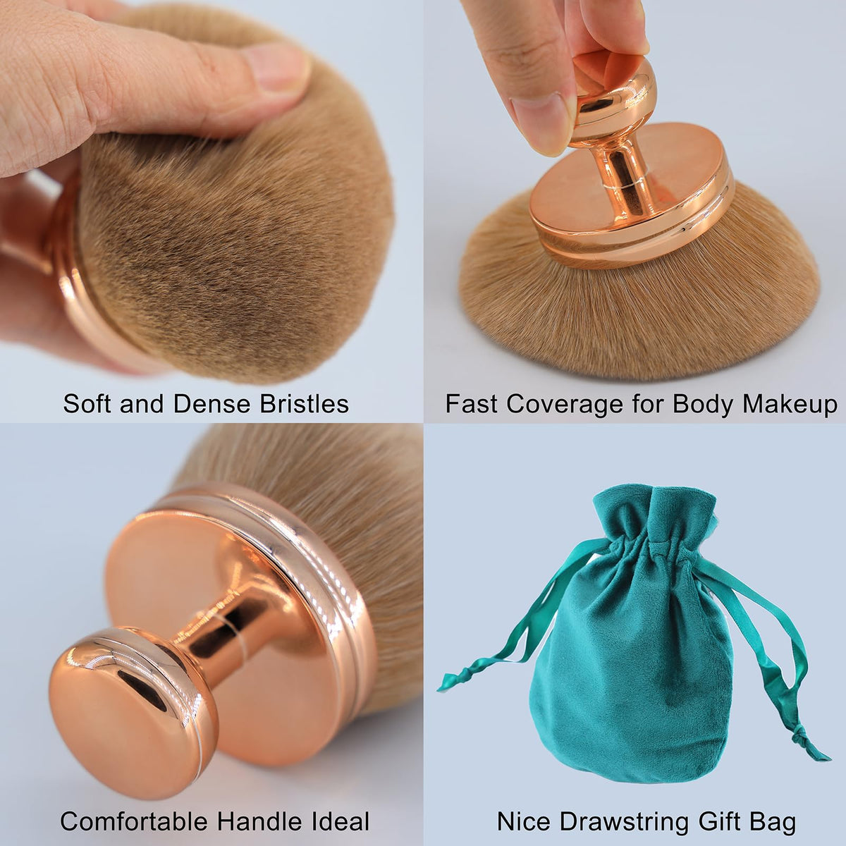 DRIPOO Extra Large Body Makeup Brush with makeup products