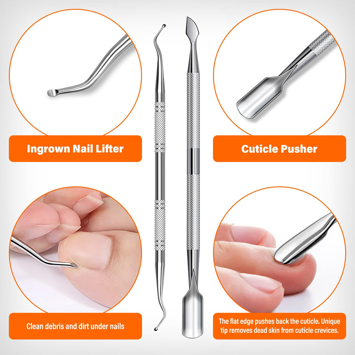 DRMODE toenail clippers set displayed on a wooden surface