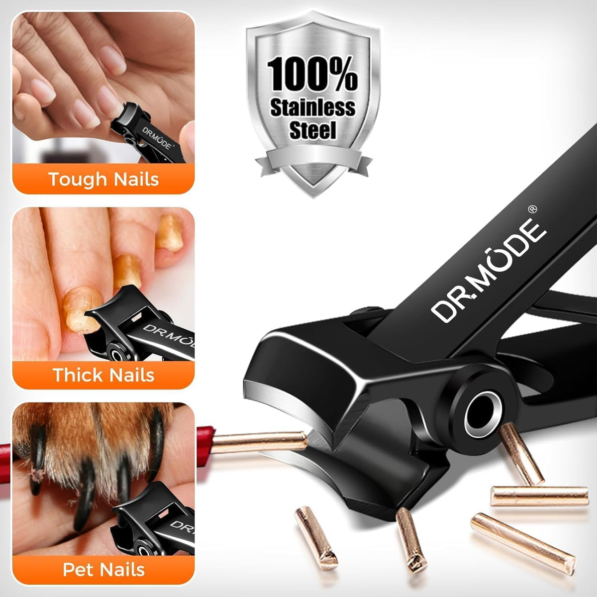 DRMODE toenail clippers with long handle for easy grip