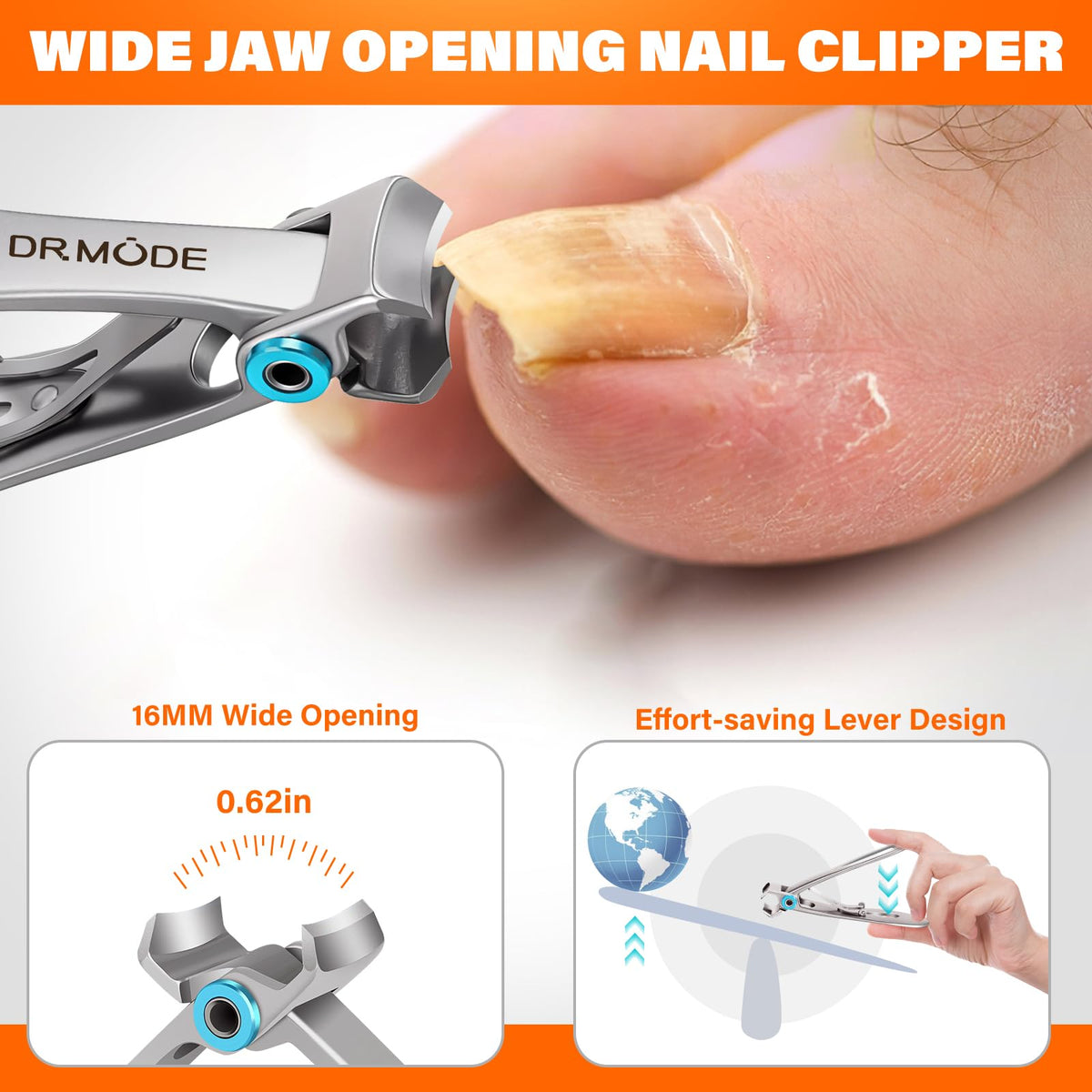 DRMODE upgraded slanted nail clippers for precise trimming