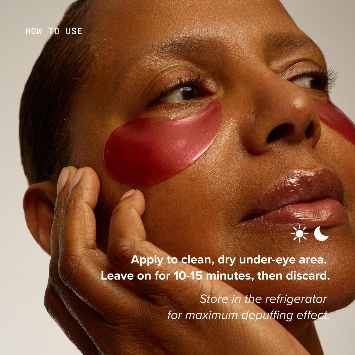 DRMTLGY Brightening Eye Masks in a beauty routine setting