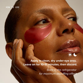 DRMTLGY Brightening Eye Masks in a beauty routine setting