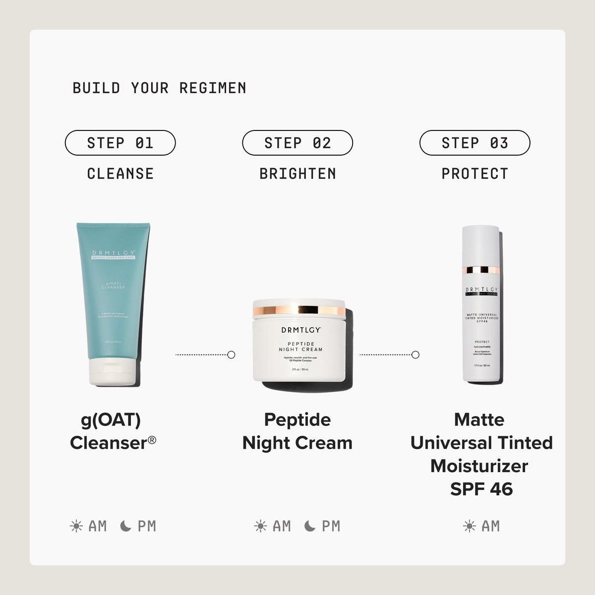 DRMTLGY Matte Universal Tinted Moisturizer SPF 46 in bathroom setting