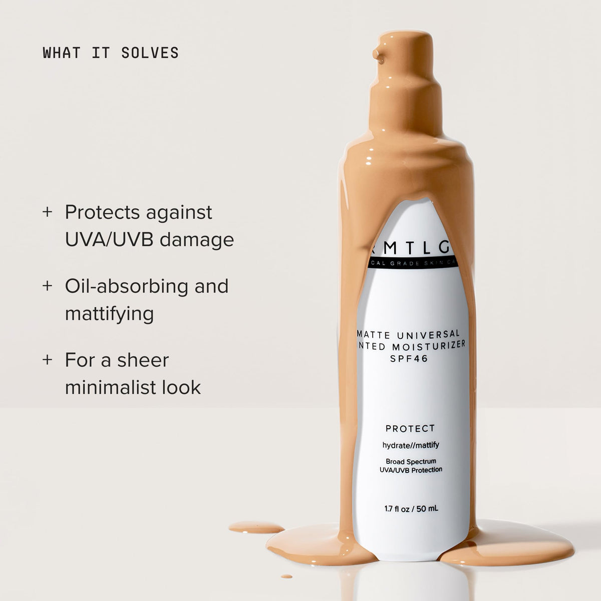 DRMTLGY Matte Universal Tinted Moisturizer SPF 46 texture on hand