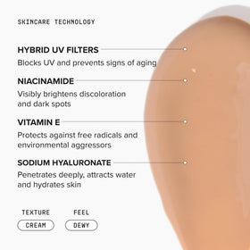 DRMTLGY tinted moisturizer applied to face for dewy look