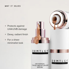 DRMTLGY tinted moisturizer showing texture on skin