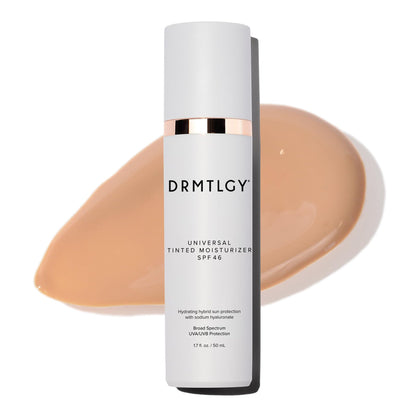 DRMTLGY Tinted Moisturizer SPF 46 front view with packaging