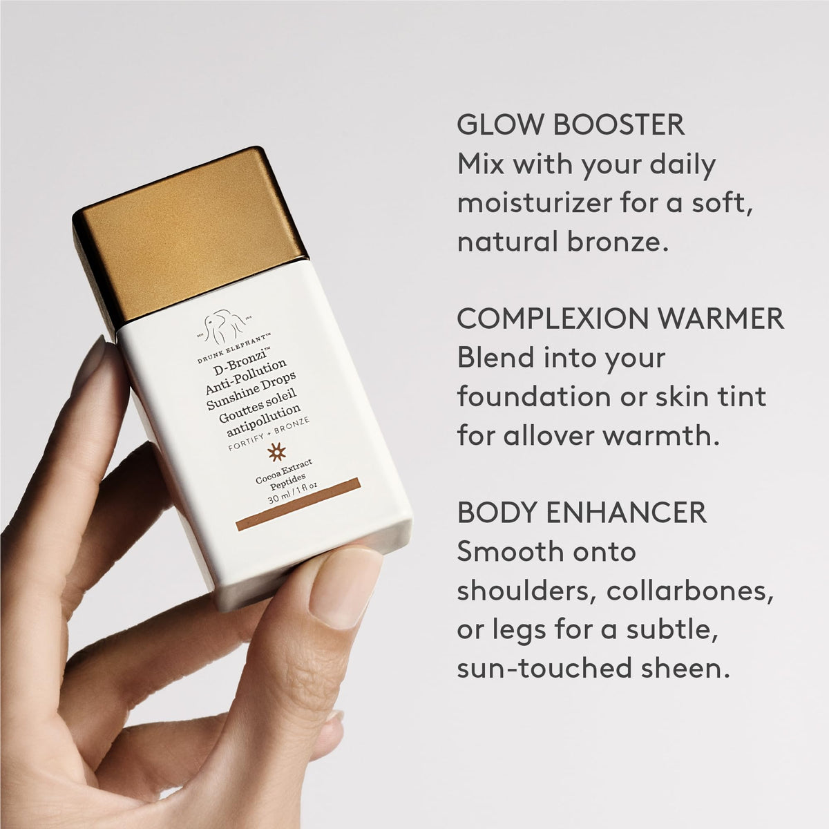 Drunk Elephant D-Bronzi Sunshine Drops 30ml in a beauty routine setup