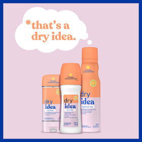Dry Idea Unscented Roll-On Deodorant on a bathroom counter