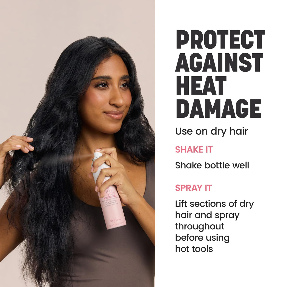 Drybar Hot Toddy Heat Protectant Mist with coconut and vanilla notes