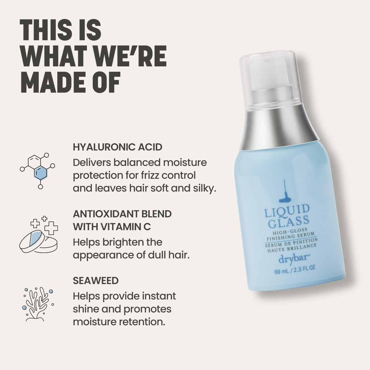 Drybar Liquid Glass Serum application on hair