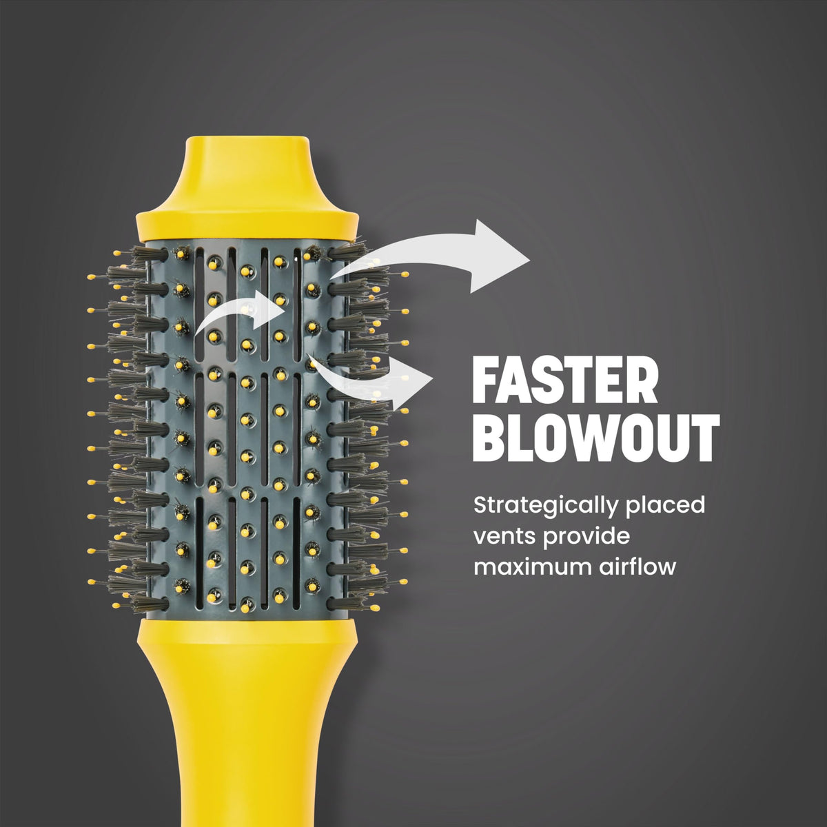 Drybar The Double Shot brush showing ionic technology features