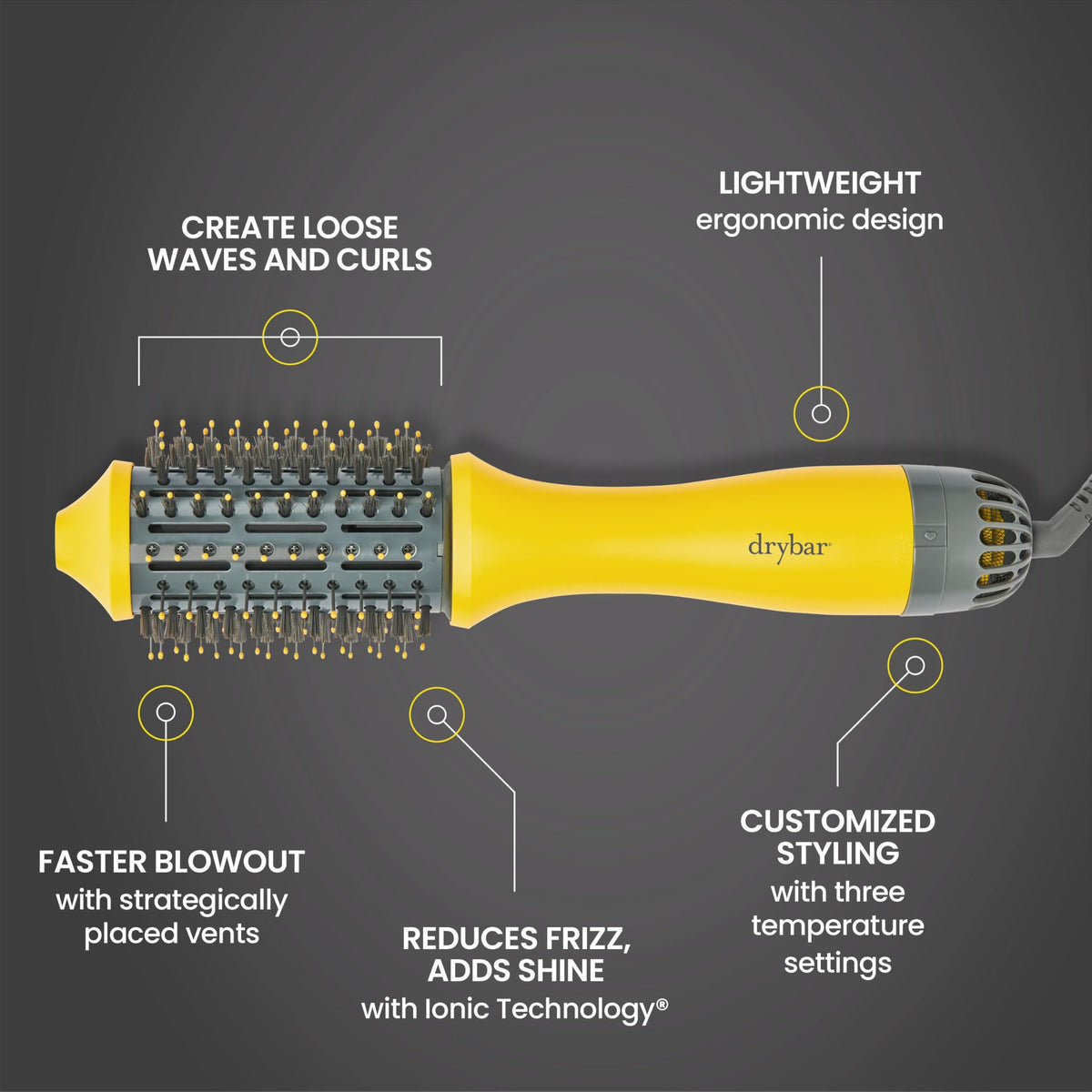 Drybar The Single Shot Blow-Dryer Brush in use on hair