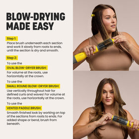 Drybar Triple Shot Blow-Dryer Brush in use creating defined curls