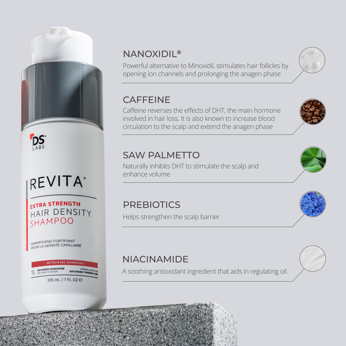 ds labs Revita Extra Strength Shampoo 205mL back view
