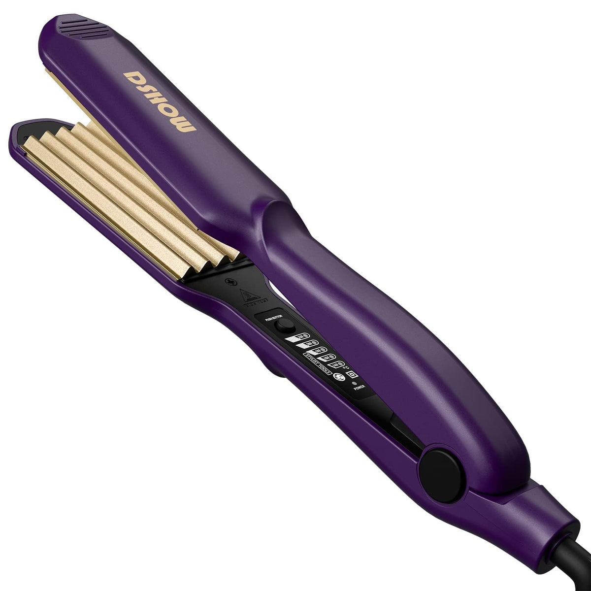 DSHOW Hair Crimper purple model front view with ceramic plates