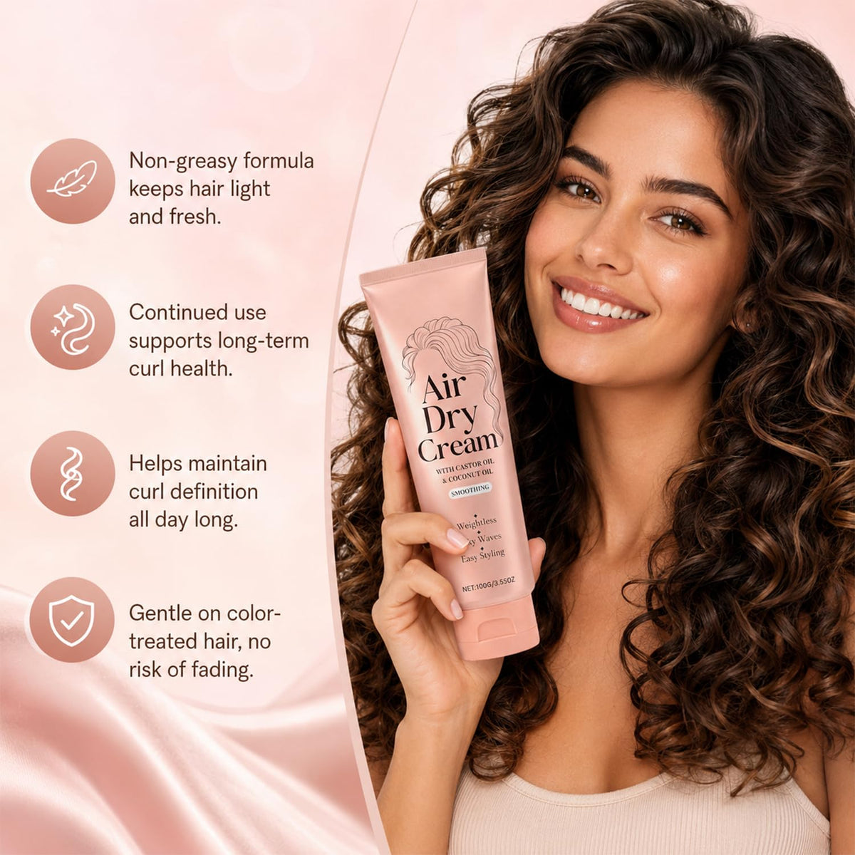 dssuoa Air Dry Cream 2Pcs with castor oil and coconut oil ingredients