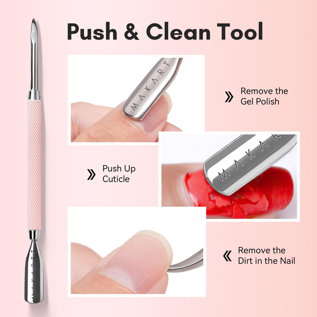 Dual cuticle pushers included in the set