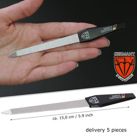 Dual-sided nail file showing coarse and fine surfaces