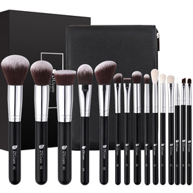 DUcare 15Pcs Makeup Brush Set with travel bag front view
