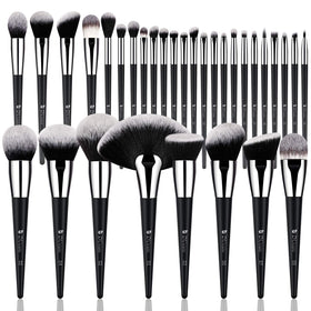 DUcare 32Pcs Makeup Brush Set front view with black and white design