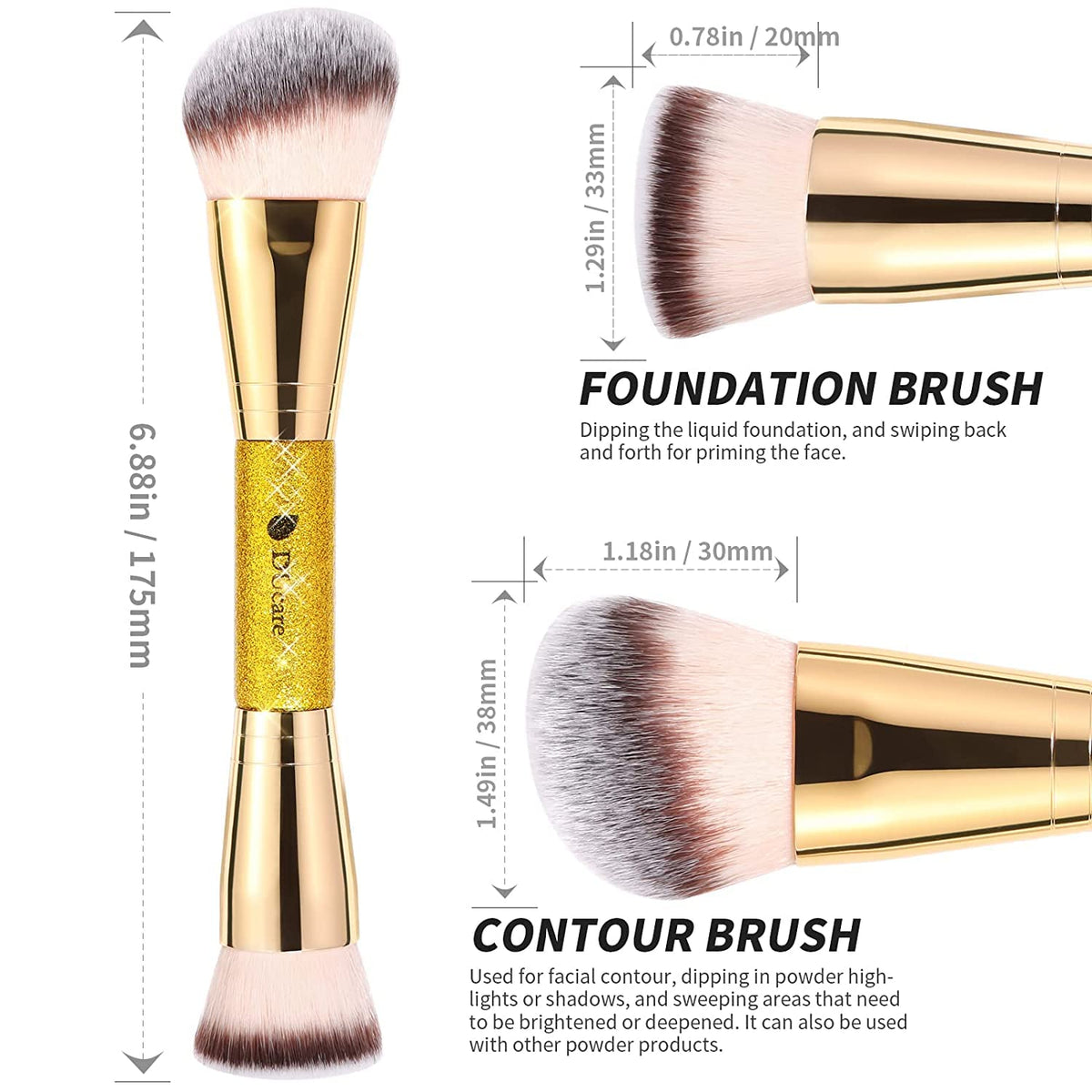 DUcare Dual-Ended Foundation Brush angled end for contouring