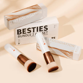 DUcare flat top foundation brush close-up showing soft bristles