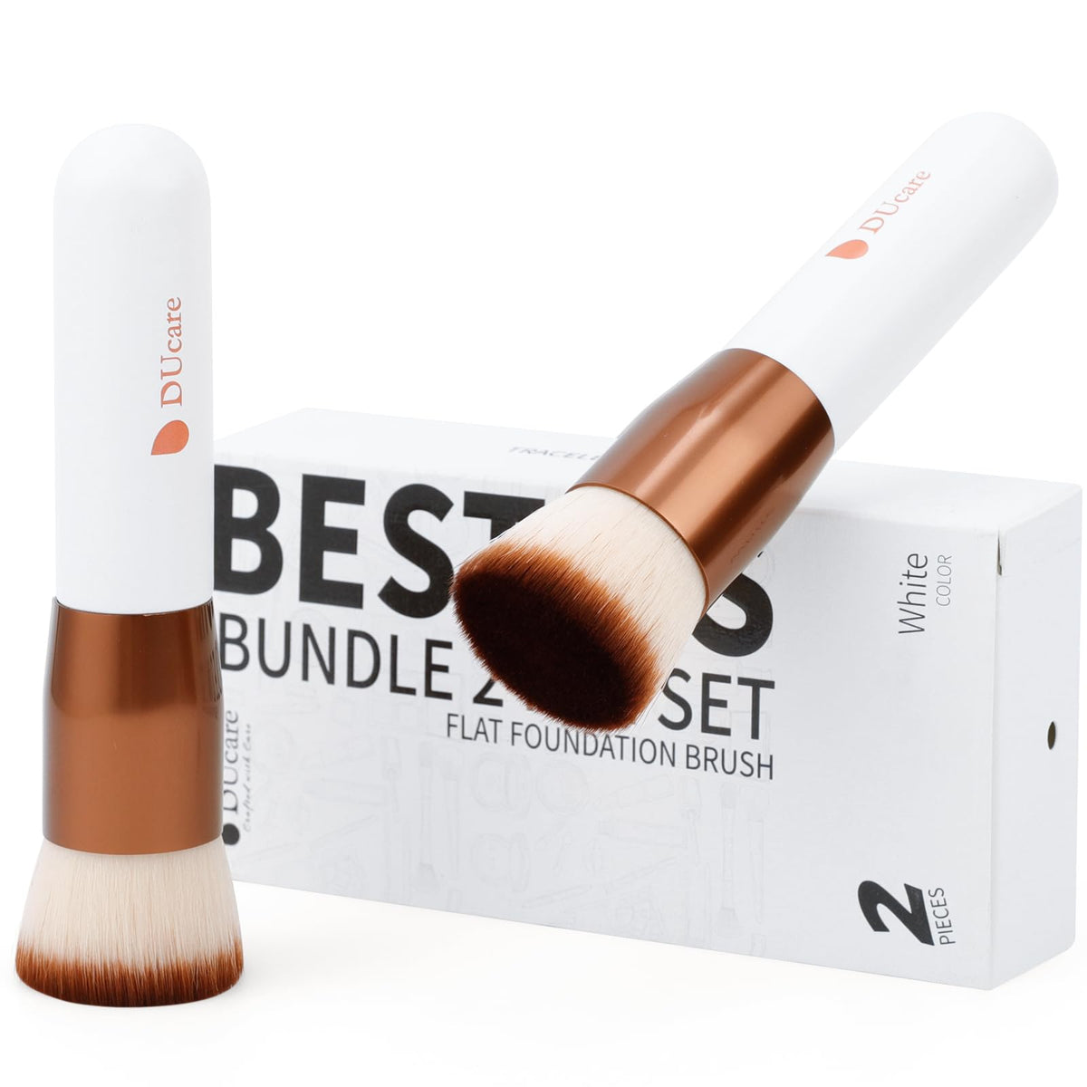 DUcare flat top kabuki brush demonstrating application technique