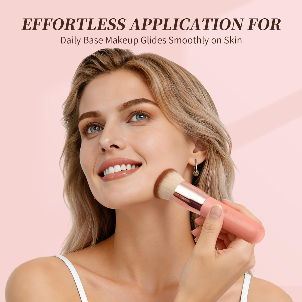 DUcare Kabuki brush in use applying foundation