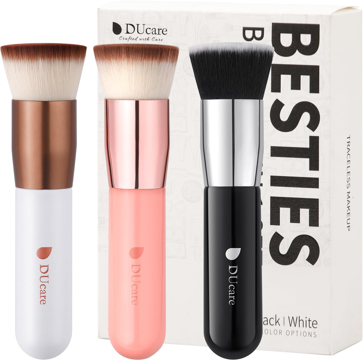 DUcare Large Flat Top Kabuki Foundation Brush Set front view