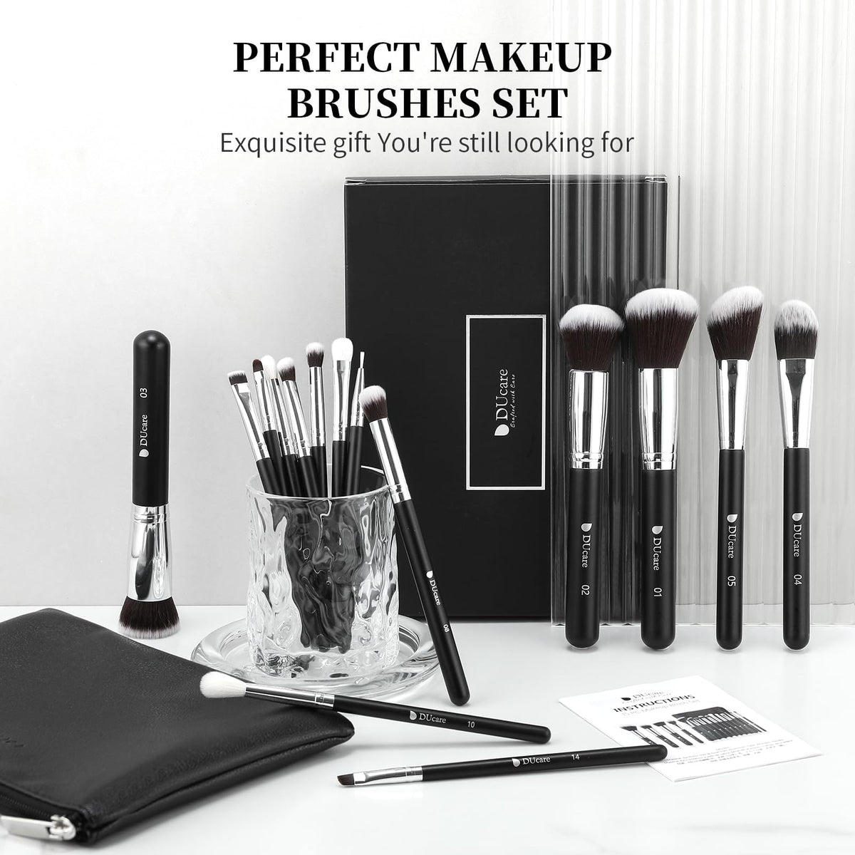 DUcare makeup brush set in elegant packaging