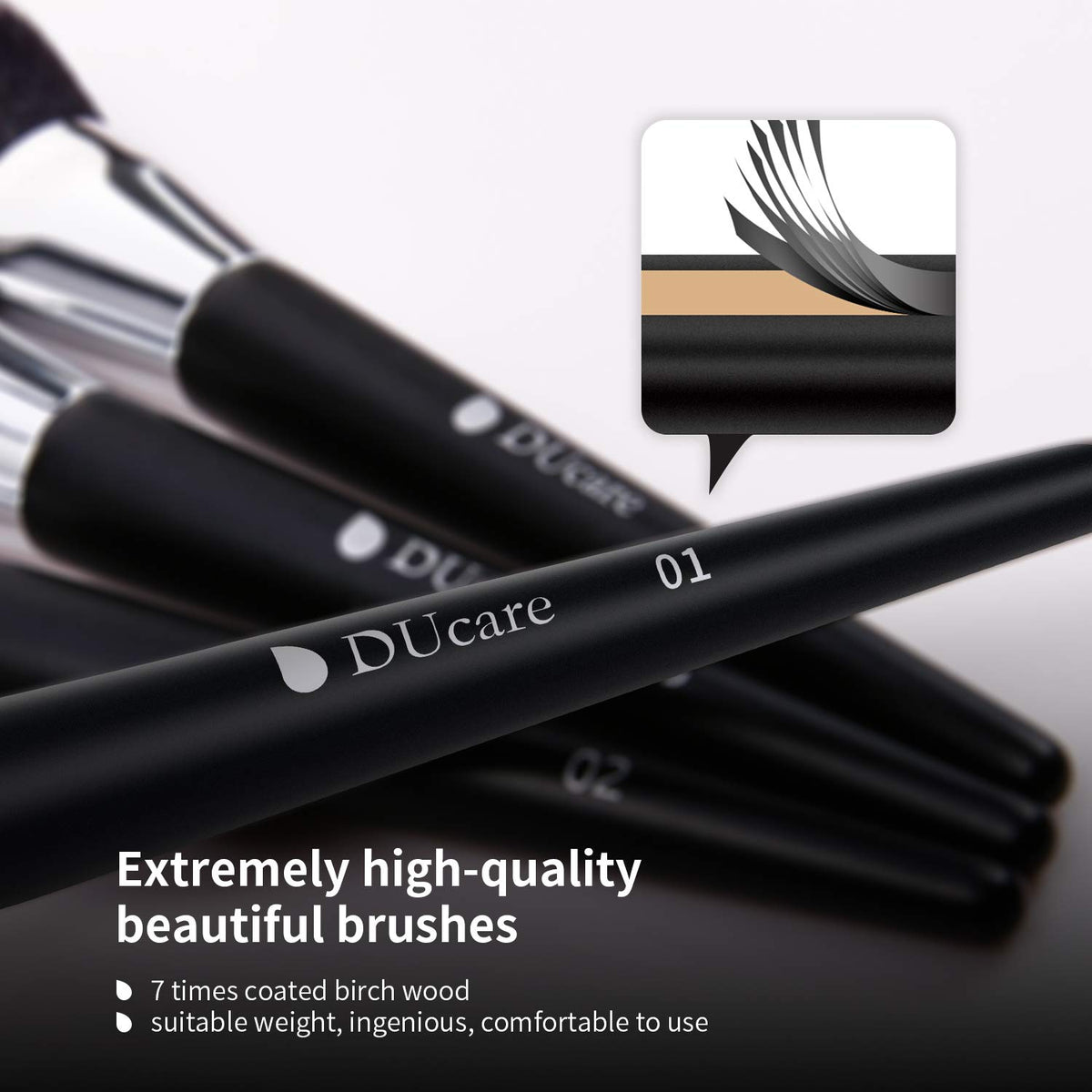 DUcare makeup brush set includes foundation and contour brushes