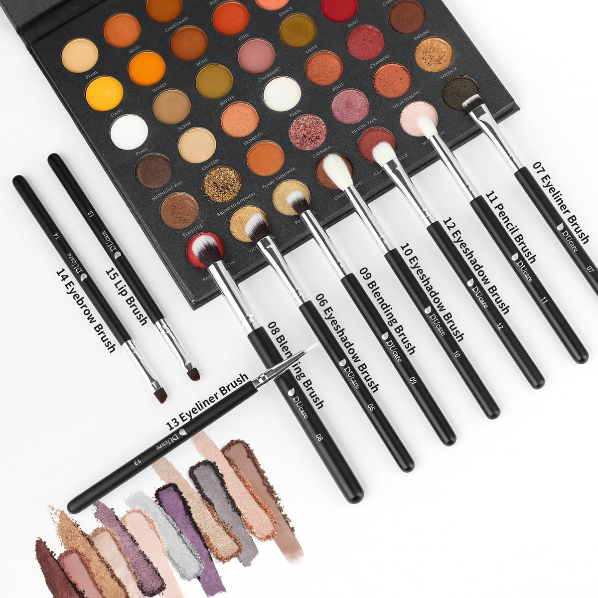 DUcare makeup brushes in a stylish arrangement