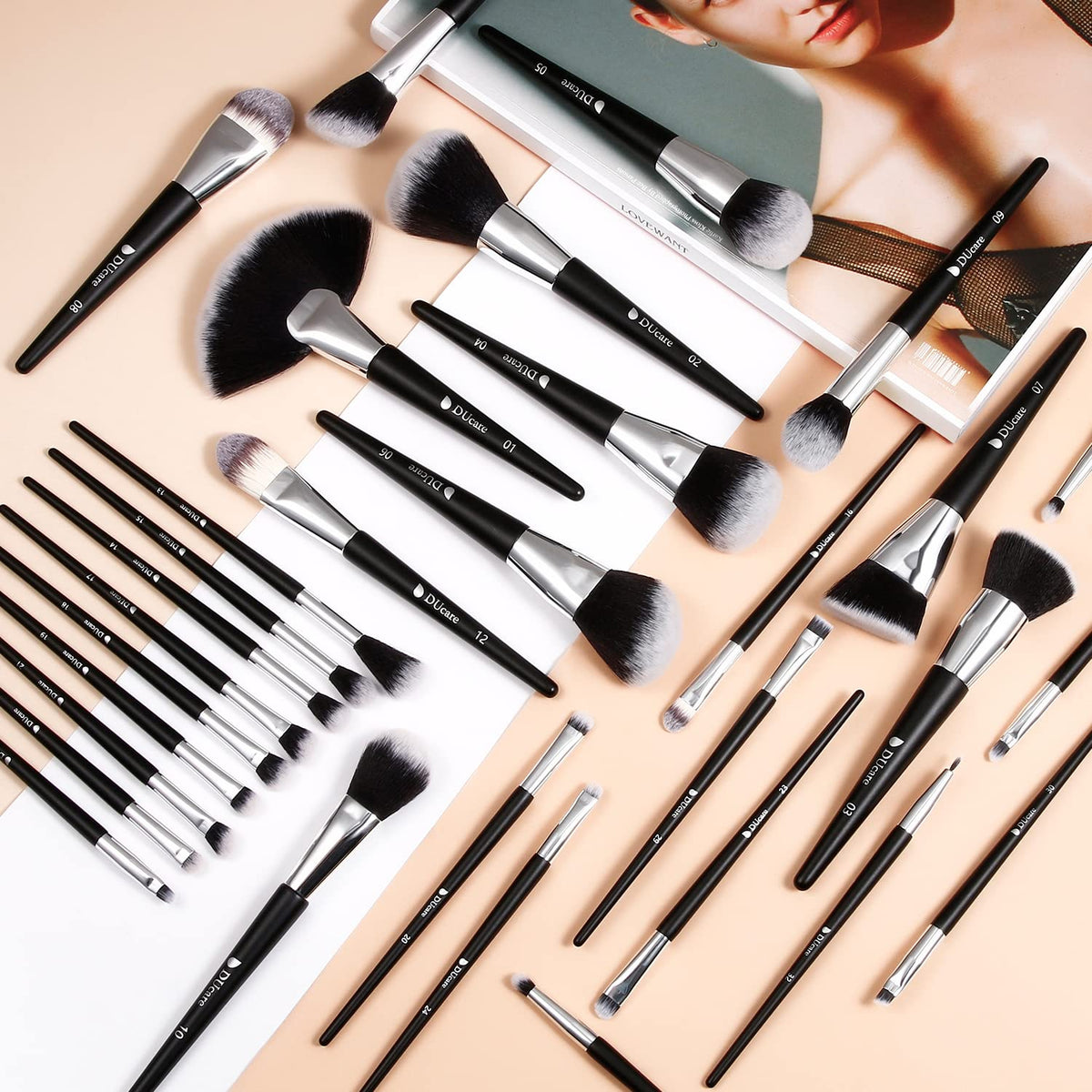 DUcare makeup brushes with numbered guide