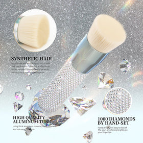 DUcare Rhinestone Foundation Brush flat top view displaying bristles