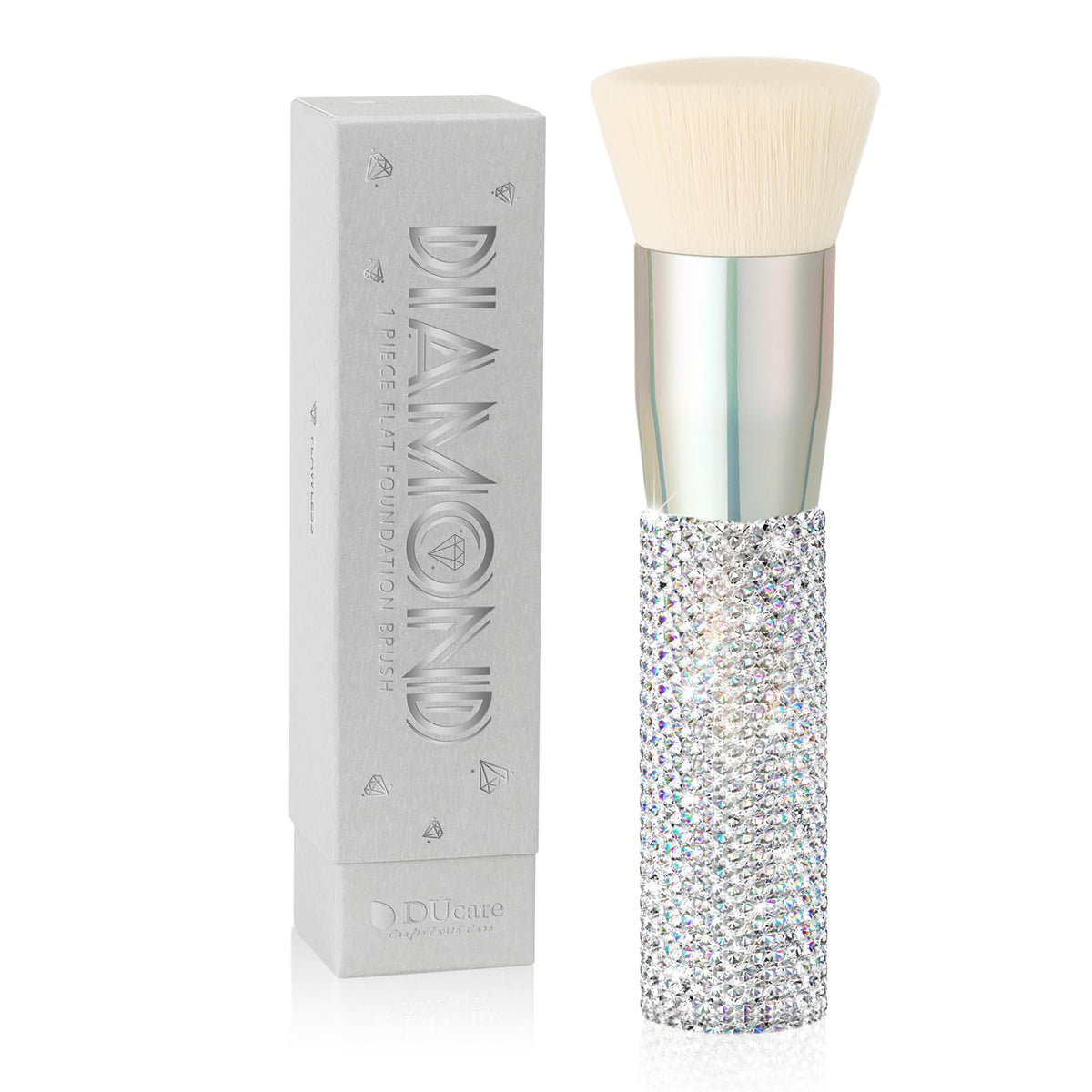 DUcare Rhinestone Foundation Brush front view with soft bristles