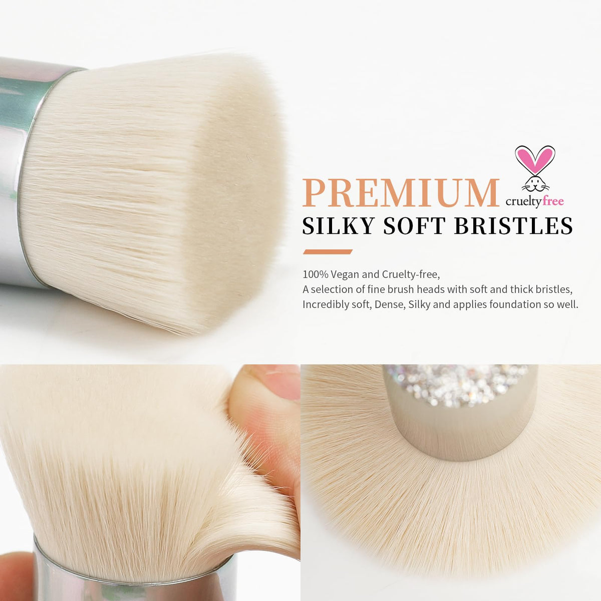 DUcare Rhinestone Foundation Brush in a makeup kit with other tools