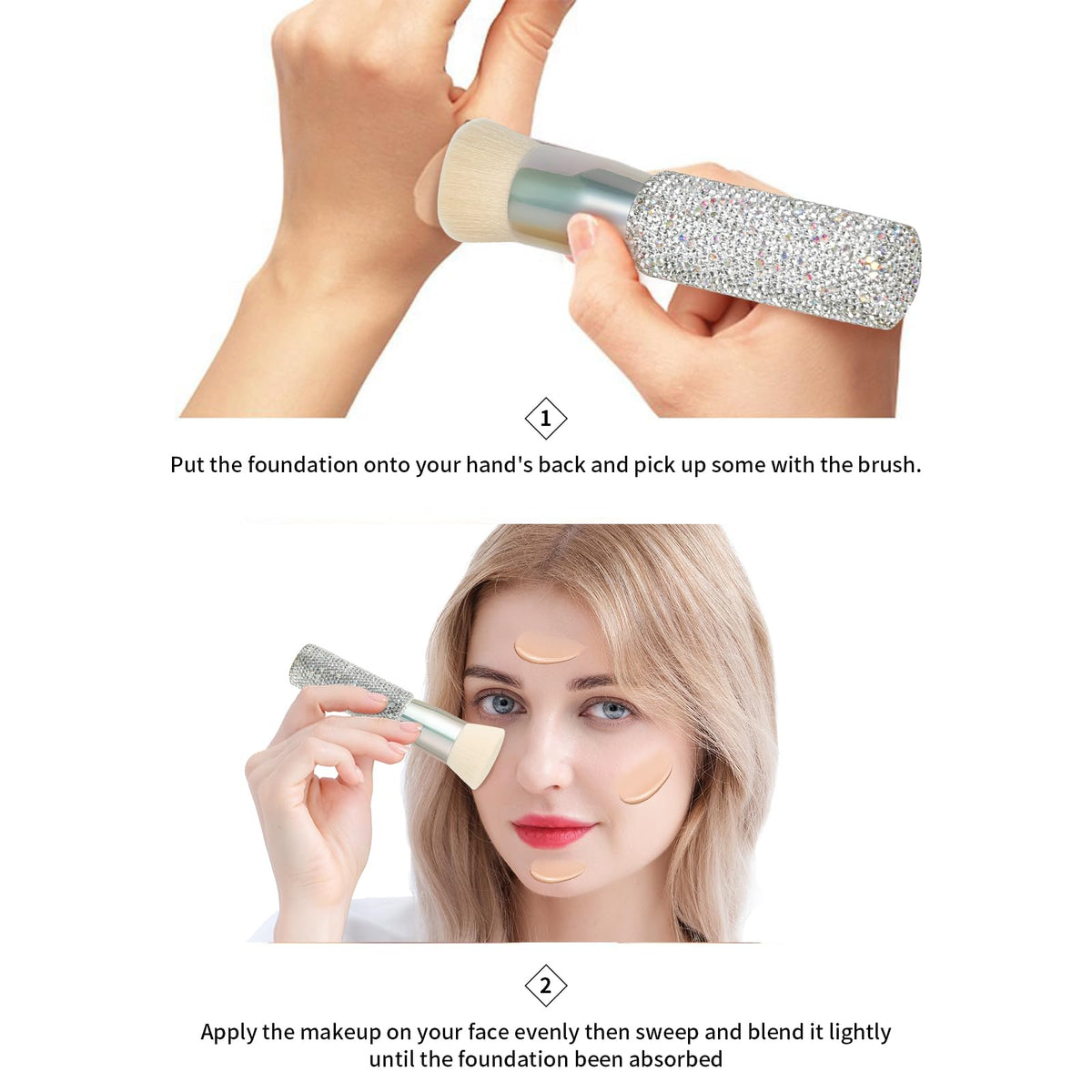 DUcare Rhinestone Foundation Brush packaging display