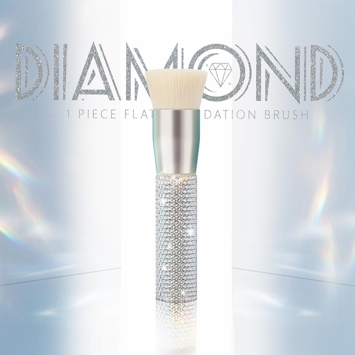 DUcare Rhinestone Foundation Brush side view showing ergonomic handle