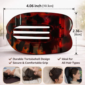 Duckbill hair clips in tortoise colour, side view