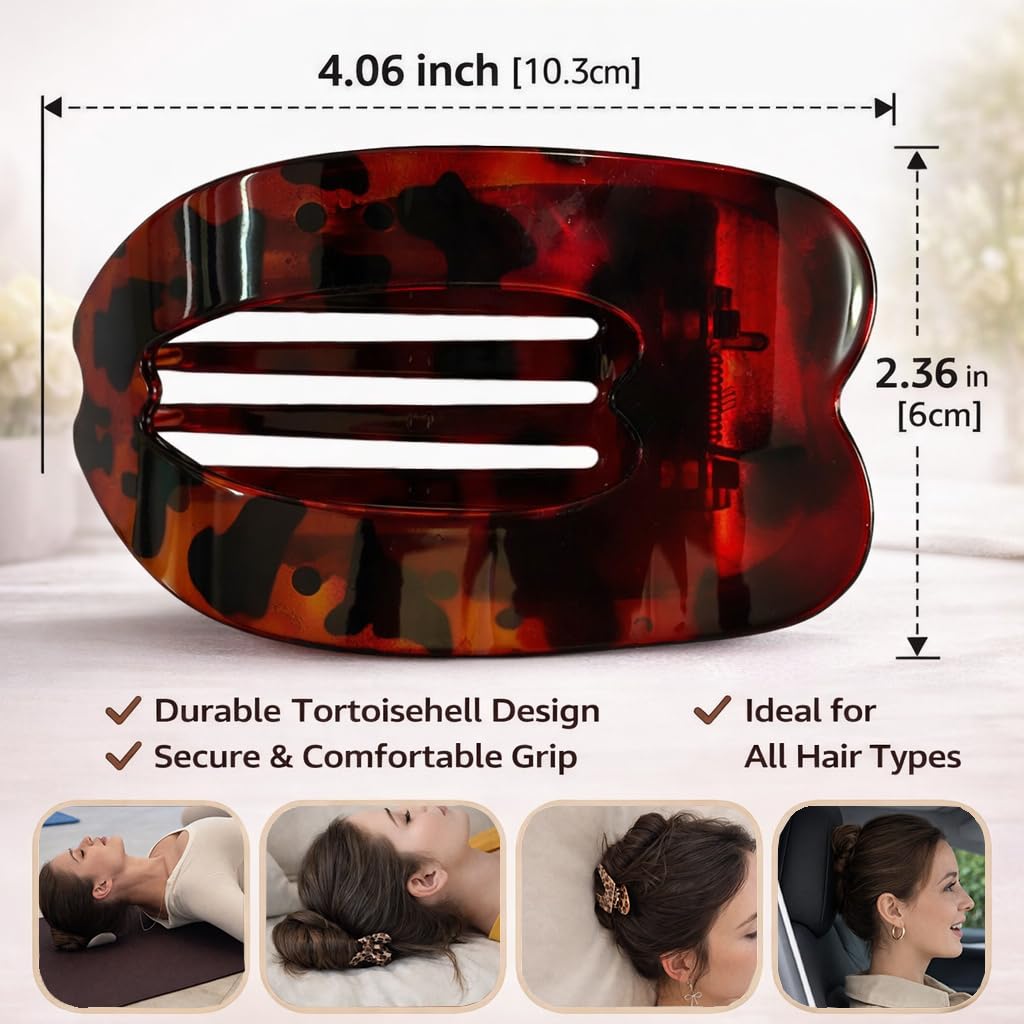 Duckbill hair clips in tortoise colour, side view