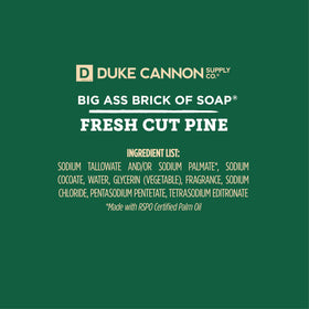 Duke Cannon Big Brick of Soap Fresh Cut Pine on a bathroom counter